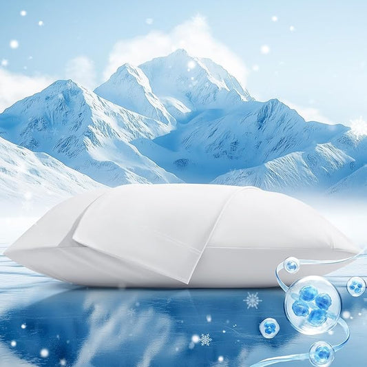 Cooling Pillow Cases 2 Pack Queen Size Cooling Pillowcases for Hot Sleeper Q-Max>0.5, Hydrates Skin & Hair, Reduces Wrinkles & Frizz, Soft Smooth Silky Pillowcases Envelope Set of 2, White