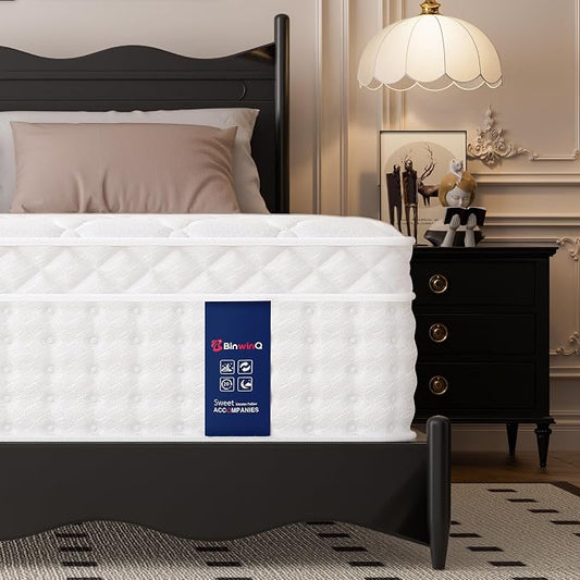 12 Inch Queen Hybrid Mattress in a Box, Plush Cooling Gel Memory Foam with Individually Pocketed Coils, CertiPUR-US Certified, Motion Isolation & Pressure Relief