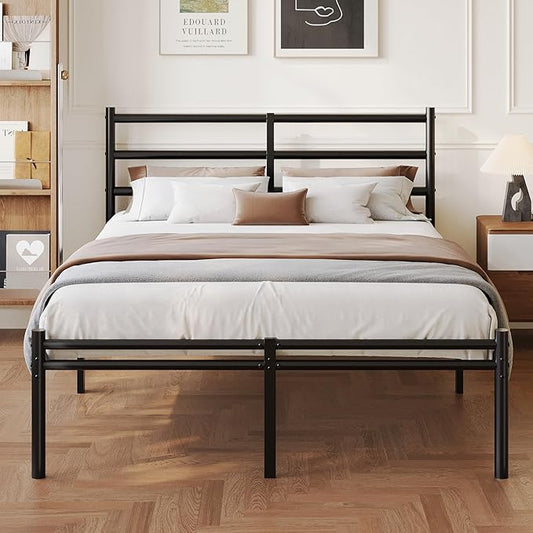 Yicensen Full Size Bed Frame with Headboard and Footboard, 14 Inch Metal Platform Full Bed Frame with Steel Slat Support, No Box Spring Needed, Noise Free, Easy Assembly, Black