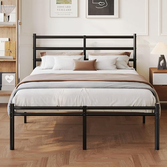 Yicensen King Size Bed Frame with Headboard and Footboard, 14 Inch Metal Platform King Bed Frame with Steel Slat Support, No Box Spring Needed, Noise Free, Easy Assembly, Black