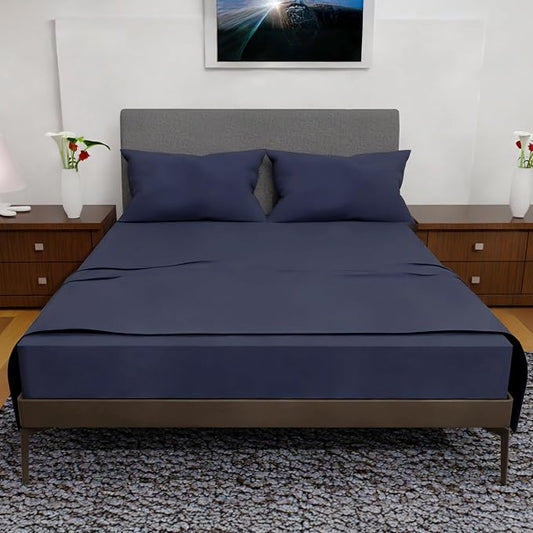 California King Sheet Sets – 4Pcs Cal King Bedding Set, Deep Pocket, Double Brushed Microfiber, Fade Resistant, Soft & Breathable Bed Sheets for Ultimate Comfort(Navy Blue)