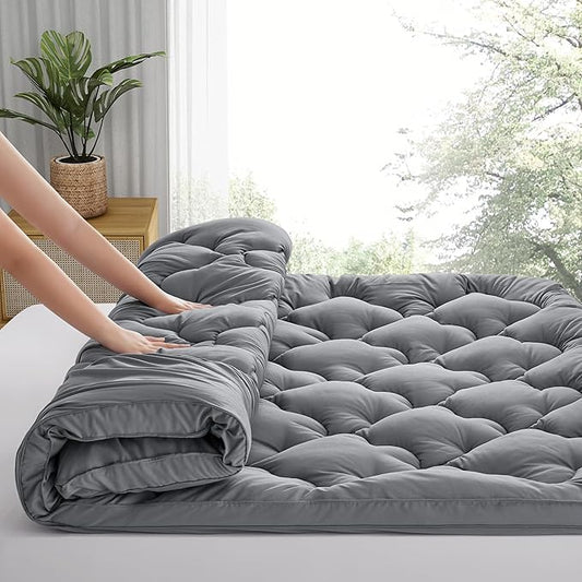 2 Inch Mattress Topper Pillow Top King Size Extra Thick Padded Mattress Pad & Protector, Breathable Fitted Deep Pocket 8-21, Ultra Soft & Supportive