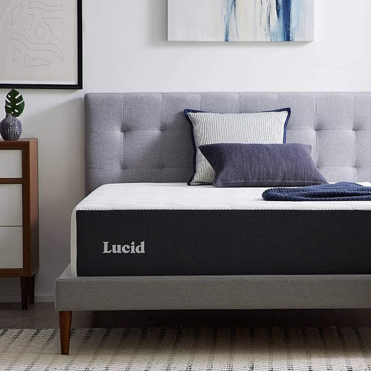 Lucid 14 Inch Memory Foam Mattress - Medium Plush Feel - Infused with Refreshing Bamboo Charcoal and Cooling Gel - Bed in a Box - Temperature Regulating - Pressure Relief - Breathable - King Size