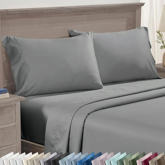 California Design Den Luxuriously Soft Premium 600 Thread Count, 100% Cotton Set of 2 Cases, Crisp Pillow Cases King Size Set of 2, Fits King Pillows (Mist Grey)