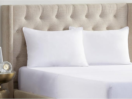 Serta Simply Clean Soft Stain-Resistant Down Alternative Medium/Firm Bed Pillows for Sleeping (2 Pack), King, White