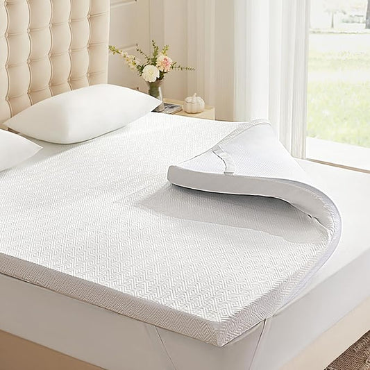 Eiayeebil 2 Inch Memory Foam Mattress Topper Twin XL, Memory Foam Pad with Removable & Washable Cover, Bed Topper for Back Pain, Non-Slip Ventilated Design, Twin XL Size
