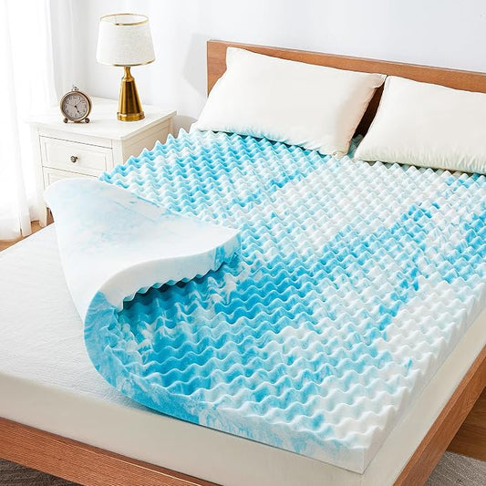 Marsail Twin, 3-inch Egg Crate Memory Foam, Mattress Topper with Infused Cooling Gel for Sleeper Sofa, RV, Camper, CertiPUR-US Certified
