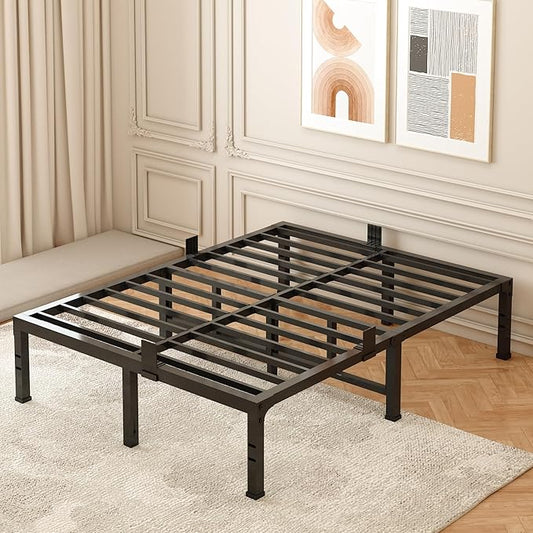 FUIOBYVV Queen Bed Frames, 16 Inch Heavy Duty Metal Platform Bed Frame Queen Size Support Up to 3500 lbs, No Box Spring Needed, Headboard Compatible,Steel Slat Support, Noise Free, Easy Assembly