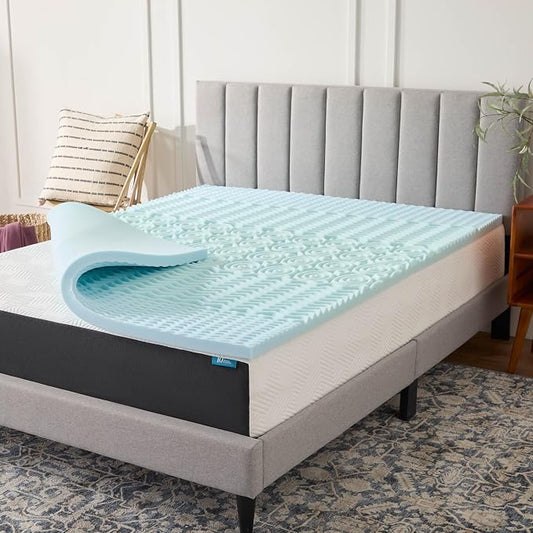 LUCID 2 Inch Gel Memory Foam Mattress Topper, California King size – 5 Zones – Cooling Gel Infusion – CertiPur Certified Foam
