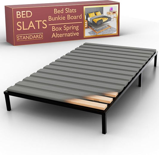 Treaton, 0.75-Inch Horizontal Wooden Bunkie Board/Bed Slats, 78" x 60", Grey