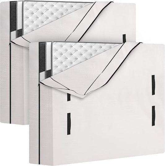 HOMESURE 2 Pack Mattress Bags for Moving and Storage with 8 Handles - Mattress Cover for Moving - Heavy Duty, Strong Zipper Closure, Moving Supplies & Moving Bag - Semi-Transparent, California King