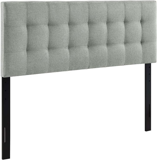 Modway Lily Tufted Linen Fabric Upholstered King Headboard in Gray