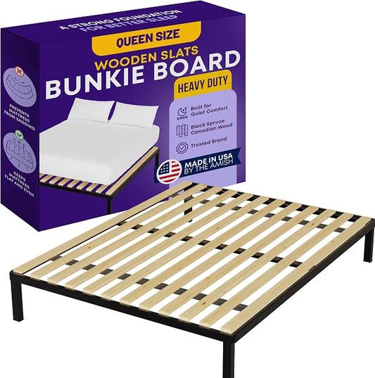 Greaton, Wooden Queen Bed Slats for Support Under Mattress – Replacement Wood Slats for Queen Size Bed Frame – Under Mattress Support Without Extra Height – 3.38-Inch Standard Width