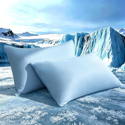 TELUS Cooling Pillowcases King Size 2-Pack, Silky Soft Breathable Pillow Case with Envelope Close, Stay Cool Pillow Cover for Hot Sleepers and Night Sweats, 20x36 Inch, Sky Blue