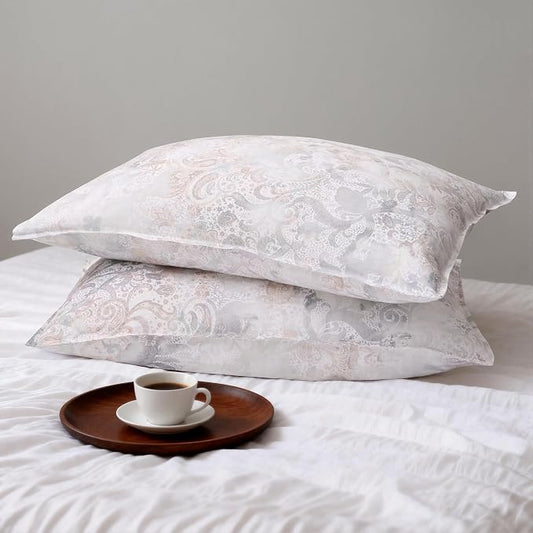 CHUFFED 100% French Linen Pillow Cases Beige Iris Print, Farmhouse Floral Stone Washed Pillow Shams with Envelope Closure Soft Breathable Vintage Pillow Covers for Decor,20x30 inches
