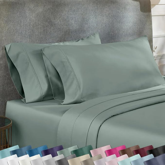 California Design Den Standard Queen Size Pillowcase Set - 400 Thread Count, 100% Cotton Sateen, Set of 2 Pillow Covers, Soft and Breathable - Sage Green