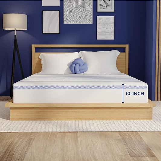 Vibe Gel Memory Foam 10 Inch Mattress - Bed-in-a-Box - Twin Size - Pressure Relief - Certi-PUR Certified