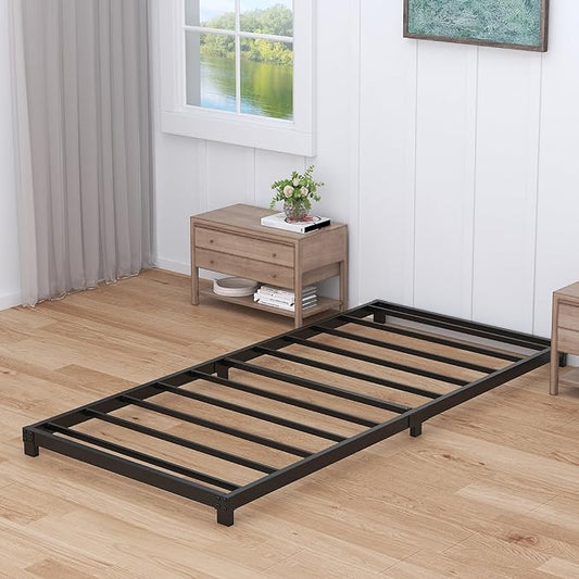 Nailsong 3 Inch Twin XL Bed Frames Low Profile, XL Twin Bed Frame No Box Spring Needed, Heavy Duty Metal, Easy Assembly, Black