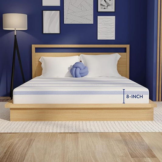 Vibe Gel Memory Foam 8-Inch Mattress - Bed-in-a-Box - Twin XL Size - White - Certi-PUR Certified