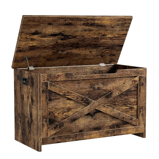 GarveeHome 30 in Storage Chest, Wooden Storage Bench with Safety Hinge, Easy Assembly, Large Shoe Bench for Entryway, Living Room, Bedroom