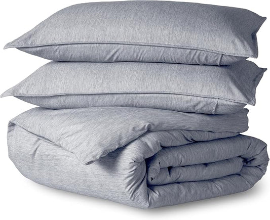 Bare Home Bedding Duvet Cover Queen Size - Premium 1800 Super Soft Collection - Lightweight Duvet Cover - Soft Textured Bedding (Queen, Heathered Midnight Blue)