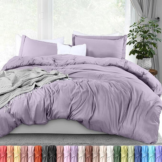 Utopia Bedding Duvet Cover Full Size - 3 Piece with Zipper Closure - 1 Comforter Cover 80X90 Inches & 2 Pillow Shams 20X26 Inches (Lavender) Comforter Not Included