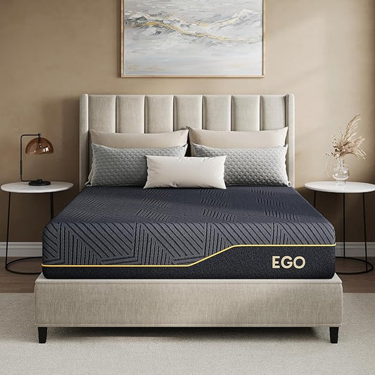 MLILY EGOHOME 12 Inch Twin XL Memory Foam Mattress for Cooling Sleep, Pressure Relief Cooling Copper Gel Bed in a Box, Foam Made in USA, CertiPUR-US Certified, Medium Plush, 38x80x12 Black