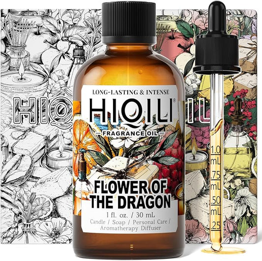 HIQILI Flower of the Dragon Fragrance Oil for Diffuser, Inspired by Td.Orient Fiore-deDrago, Candle, Soap, Perfume & Linen Spray Making, Vanilla Cream Scent, Long-Lasting Aroma - 1 Fl Oz