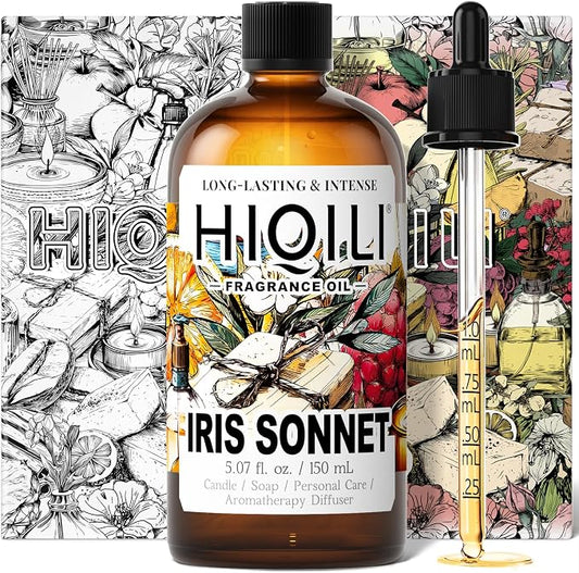HIQILI Iris Sonnet Fragrance Oil, Premium Concentrated Scent for Home Diffuser, Perfume Balm Making, Linen Spray - 5.07 Fl Oz
