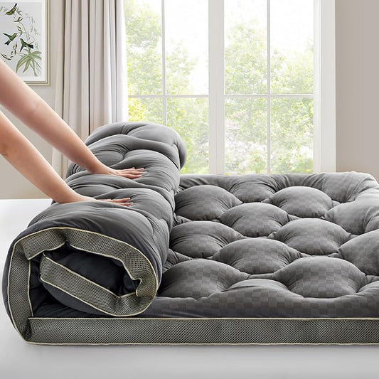 2~3In Extra Thick Mattress Topper Cooling Pillow Top Airflow Design for Hot Sleepers, Soft Comfort & Supportive, Pressure-Relieving Pad for Back & Side Sleepers, Easy Setup & Wash, Twin 39”*75”