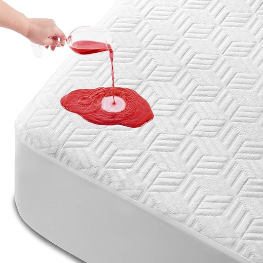 Cozymaker Twin Size 100% Waterproof Mattress Protector, Cooling Mattress Pad Cover Fitted 8"-21" Deep Pocket, 3D Air Fabric Soft Breathable Smooth, White