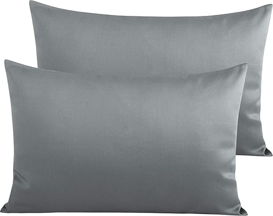 NTBAY Egyptian Cotton Queen Pillowcases - Set of 2, 500 Thread Count Cotton Pillowcases - Soft and Breathable Envelope Closure Pillow Cases - 20x30 Pillow Covers for Bed, Dark Grey