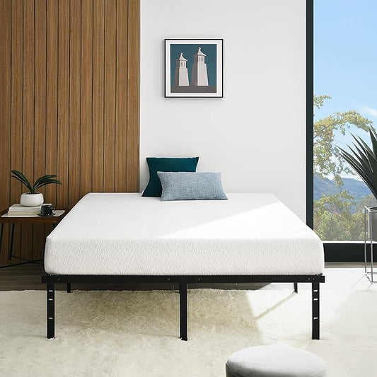 Amazon Basics Sturdy Heavy-Duty Non-Slip Platform Bed Frame, Steel Slat Support, No Box Spring Needed, Noise Free, Easy Assembly, 14 Inch Storage, King Size, Black