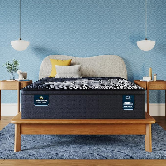 Serta Perfect Sleeper X - Max 15.25" Firm Pillow Top Queen Quilted Hybrid Mattress - 5 Support Zones and Cooling Tech for a Restorative Sleep - 100 Night Trial, CertiPUR-US Certified