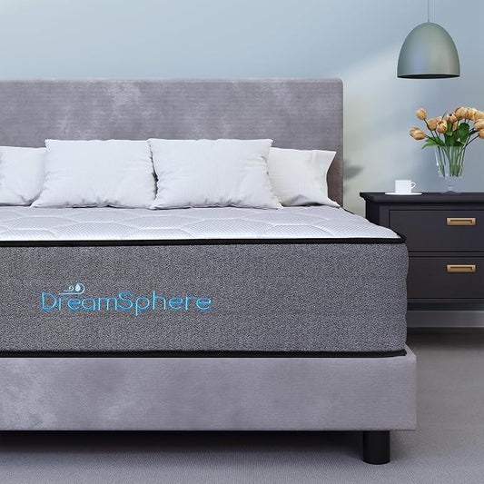 DreamSphere 14-inch Queen Hybrid Mattress, Medium Firm Gel Memory Foam Mattress, CertiPUR-US Certified, Mattress in a Box, Queen Mattress