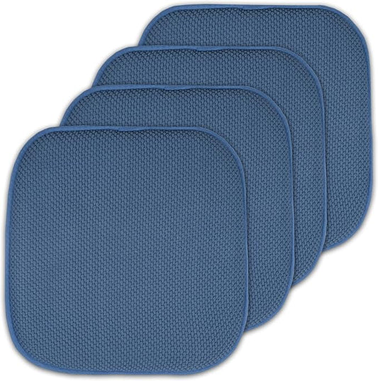 4 Pack Memory Foam Honeycomb Nonslip Back 16" x16" Chair/Seat Cushion Pad, Blue