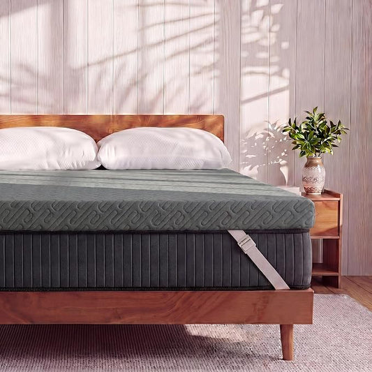 VALUXE 3 Inch Gel Memory Foam Mattress Topper Queen Size High Density Cooling Pad Pressure Relief Bed Topper Grey (with Removable & Washable Bamboo Cover)