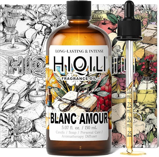 HIQILI Blanc Amour Fragrance Oil - for Candle, Soap & Perfume Making, Inspired by Byrdo Bl.nche, Floral Scent, Add to Body Oil, for Essential Oil Diffuser - 5.07 Fl Oz