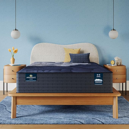 Serta Perfect Sleeper X - Prescott 14" Medium Firm King Hybrid Mattress - 5 Support Zones and Cooling Tech for a Restorative Sleep - 100 Night Trial, CertiPUR-US Certified