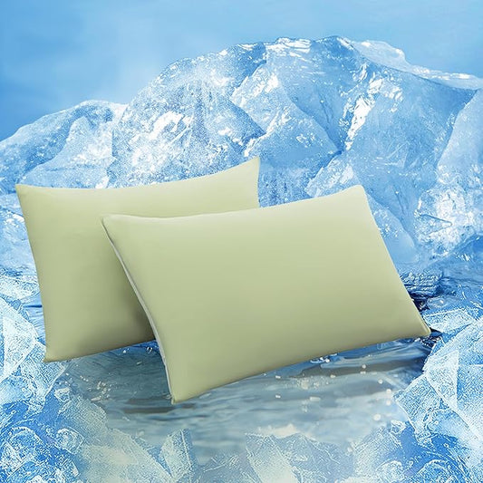 TELUS Cooling Pillowcases Standard Size 2-Pack, Silky Soft Breathable Pillow Case with Envelope Close, Stay Cool Pillow Cover for Hot Sleepers and Night Sweats, 20x26 Inch, Green