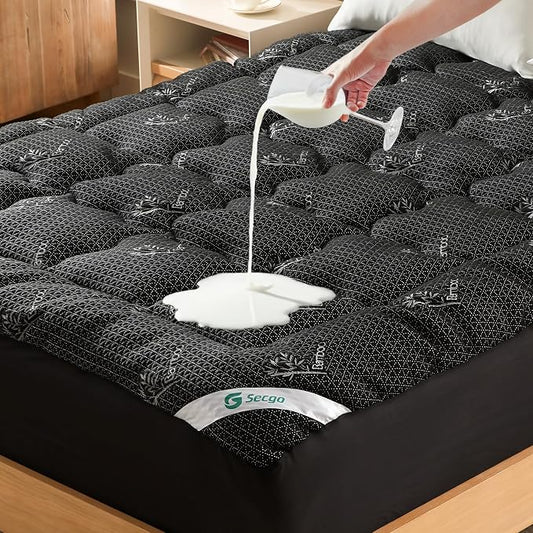 Premium 100% Waterproof Queen Mattress Topper, Breathable Mattress Pad, Rayon from Bambo Bed Protector, Deep Pocket Sheet Cover 8"-21"