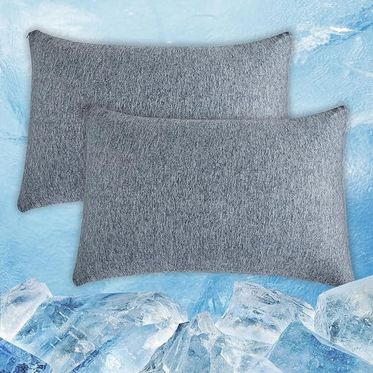 CHOSHOME Cooling Pillow Cases Zipper Pillow Covers Q-Max > 0.45 Zippered Pillowcases for Hot Sleepers, Soft, Breathable, Skin-Friendly, 2 Pack (Standard, 20"x26", Navy Blue)