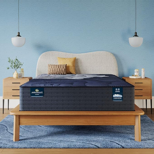Serta Perfect Sleeper X - Prescott 14" Plush King Hybrid Mattress - 5 Support Zones and Cooling Tech for a Restorative Sleep - 100 Night Trial, CertiPUR-US Certified