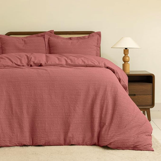 Dreamology Waffle Weave Duvet Cover, Queen Duvet Cover Set,100% Cotton Waffle Duvet Covers with Zipper Closure, Soft Textured & Breathable Queen Bedding Set,Duvet Cover Queen 3 Pieces (Terracotta)