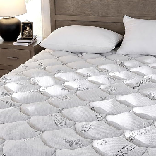 Softhour Padded Topper Twin Size 40% Tencel Blend Rayon from Bamboo and Cotton Filled Mattress Cover, Thick, Luxurious and Comfort Mattress Pad, Deep Pocket for 21" Mattress