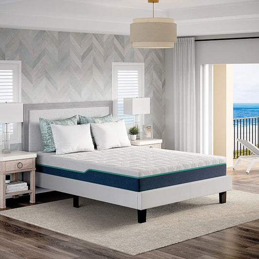 Nautica Home Invigorate 10" Medium-Plush Gel Memory Foam Mattress with Cooling Air Flow and Pressure Relieving Foam Layers, Bed-in-a-Box, Twin XL, White