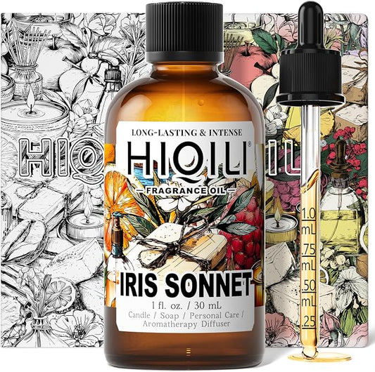HIQILI Iris Sonnet Fragrance Oil, Premium Concentrated Scent for Home Diffuser, Perfume Balm Making, Linen Spray - 1 Fl Oz