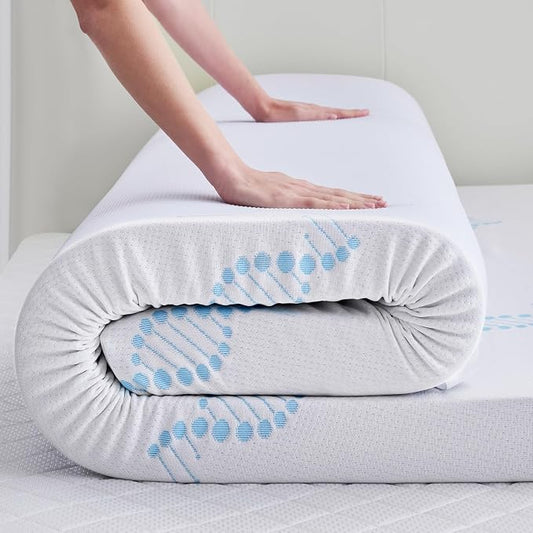 BDEUS 2 Inch Queen Memory Foam Mattress Topper with Collagen-Rich Cover, Soft Mattress Pad for Skin-Hydrating & Back Pain Relief, CertiPUR-US Certified