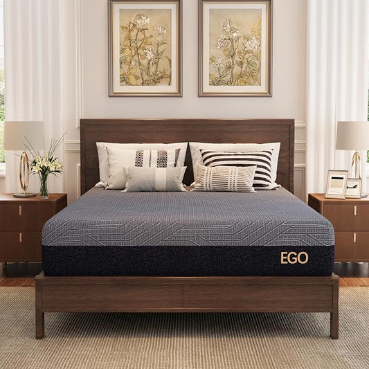 MLILY EGOHOME 10 Inch Full Mattress, Copper Gel Cooling Memory Foam Mattress for Back Pain Relief,Therapeutic Double Mattress Bed in a Box, Made in USA, CertiPUR-US Certified, 54x75x10 Black