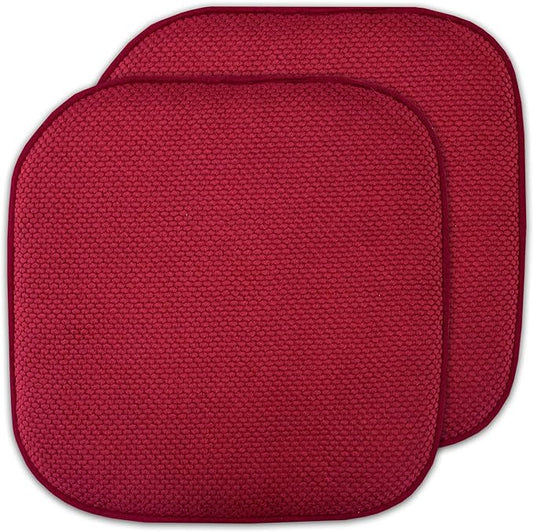 Sweet Home Collection Cushion Memory Foam Chair Pads Honeycomb Nonslip Back Seat Cover 16" x 16" 2 Pack Red